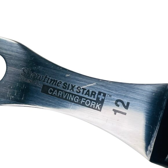 Showtime Six Star+ Carving Knife & Fork Set Stainless Steel Black Handles #2 &12 - Picture 3 of 10